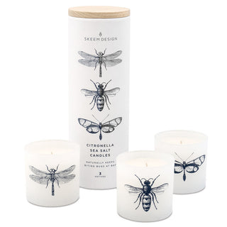 Citronella and deet Free handmade votive candles-available at Miller Design + Gifts