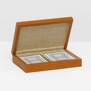 Pigrons + Poodle Monza double deck card set in perforted leather case-available at Miller Design + Gifts